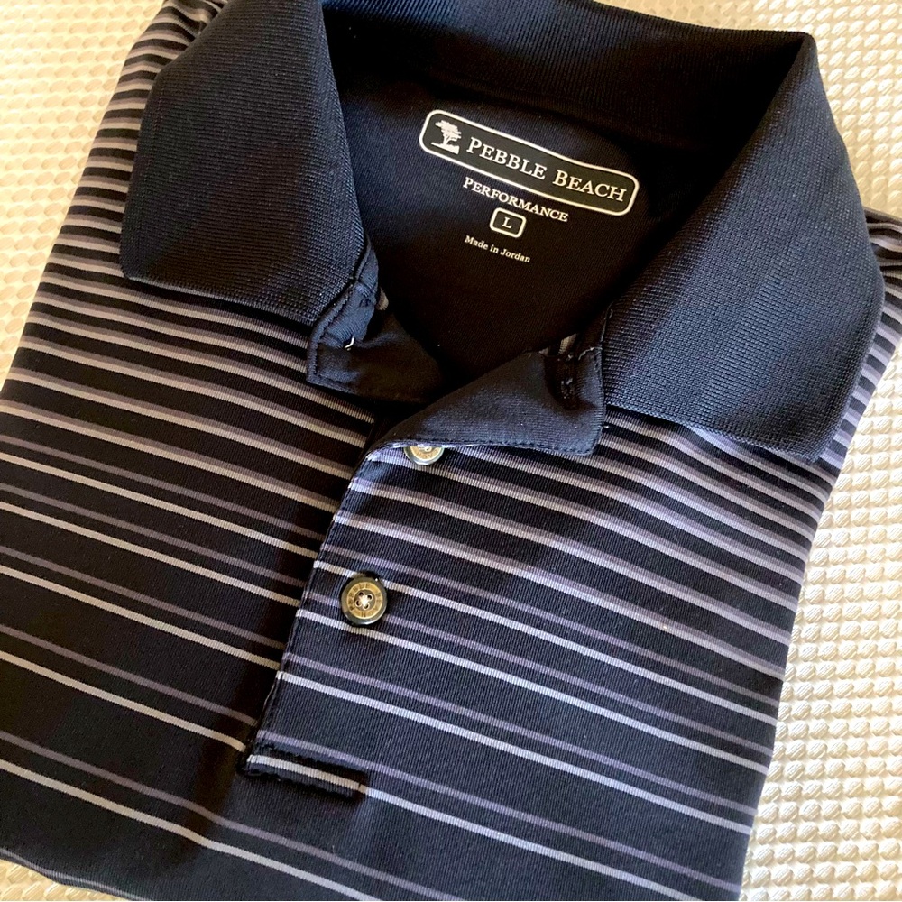 Pebble Beach Men's Black Striped Polo Shirt